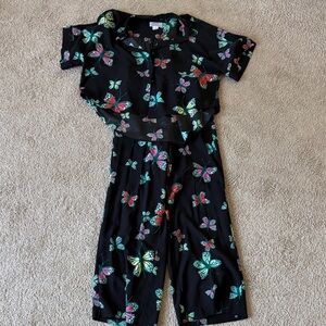 Nordstrom Black Butterfly Print Kids Jumpsuit